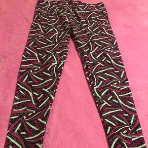 Lularoe TC Leggings hot pink, mint, black & white